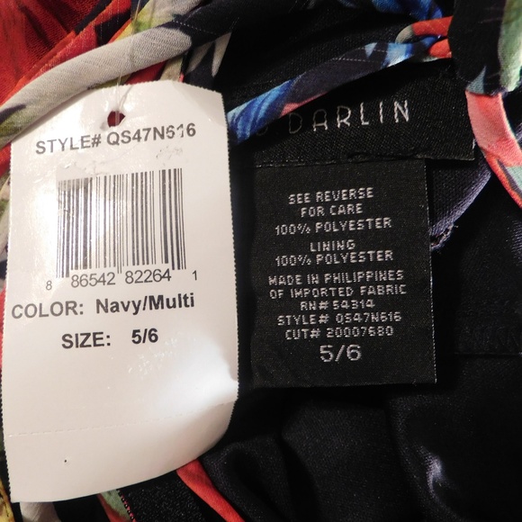 Red Blue and White HI Low Floral Dress - Picture 5 of 6